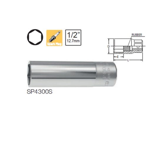 SKI - สกี จำหน่ายสินค้าหลากหลาย และคุณภาพดี | KOKEN SP4300S-16 ลูกบ๊อก 1/2นิ้ว-6P-16mm. ถอดหัวเทียนแบบยางดูด